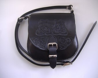 Black saddle bag with Celtic knotwork