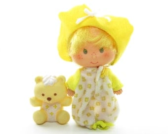 Butter Cookie Doll with Pet Jelly Bear Vintage Strawberry Shortcake Baby Friend Toy