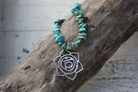 CHAKRA GEMSTONE NECKLACE - Turquoise Necklace- Gemstone Chip- Crystals- Reiki Necklace- Sacral Chakra- Mandala