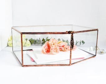 Wedding Card Box, Envelope Holder, Glass Box, Wedding Gift, Gift For Her, Gift For Girlfriend, Jewelry Box, Display Box by jacquiesummer