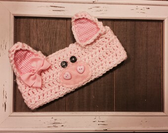 Piggy crochet headwrap, photo prop