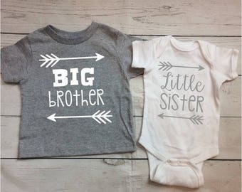 Big Brother Little Sister Matching Shirts - Siblings Shirts - Pregnancy Announcement Kids Shirts