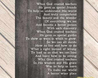 Teacher poem | Etsy