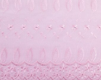 Cotton Embroidered Eyelet Pink 42 Inch Fabric by the yard - 1 Yard