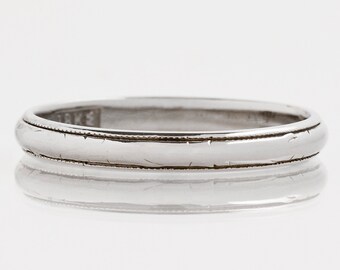 Antique Wedding Band Antique 1920s 18k White Gold Wedding Band