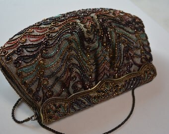 Beaded handbag, 1970s vintage Japanese, evening purse by Hashimoto
