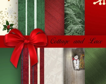 Digital Christmas Paper, Decoupage, Digital Paper Pack, Christmas Designs, Textures Christmas Papers P 142