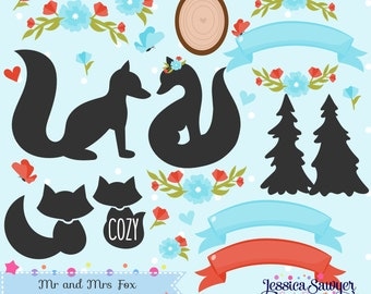 INSTANT DOWNLOAD, fox clipart and silhouette vectors for personal and commercial use