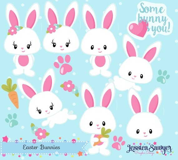 INSTANT DOWNLOAD - Easter Bunny Clipart and Vectors for personal and commercial use Il_570xn