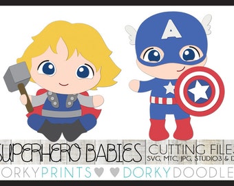 Super Hero Cuttable Files, Baby Heroes - svg, mtc, jpg, studio 3, and dxf files, Superhero SVG