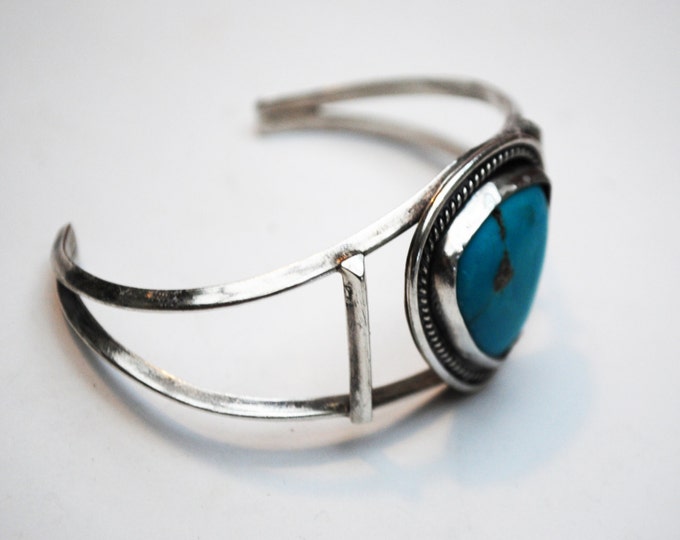 Turquoise Cuff Bracelet - Sterling Silver - Southwestern -Native American - Old Pawn