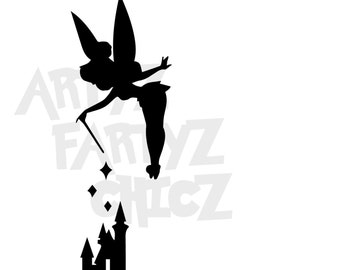 Tinker Bell and Castle ***Digital Item Only*** Clipart digital download svg, png, dxf, eps, pdf