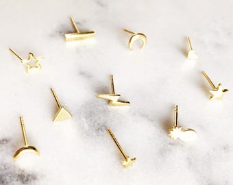 Kaulana Earring- Single Stud Earring, Single Gold Earring, Gold Earring, Gold Stud Earring, Open Stud Earring, Hawaii Jewelry, Gold Post