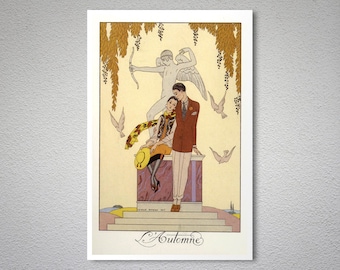 L'Automne by George Barbier, 1925 Vintage Poster - Poster Paper, Sticker or Canvas Print