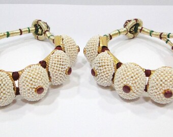Vintage antique 925 sterling silver & Gold vermeil Beads Bracelet or Bangle pair