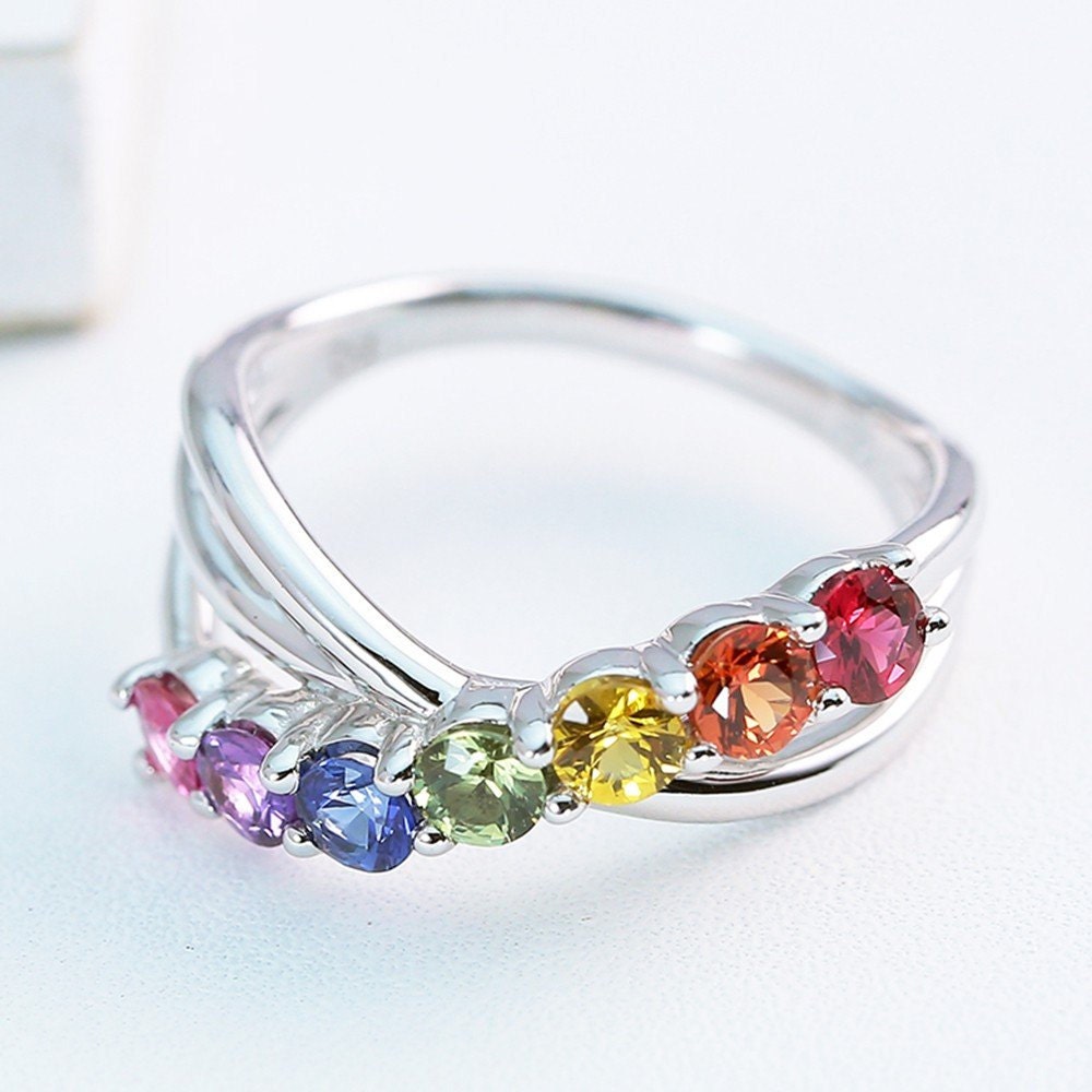 Lgbt Pride Rainbow Statement Ring Sterling Silver By Equalli 3804