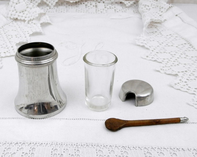 Vintage French Etains du Manoir Pewter Mustard Lidded Pot with Wooden Spoon, French Decor, Chateau Chic, Retro Home, Serving, Kitchen, Paris