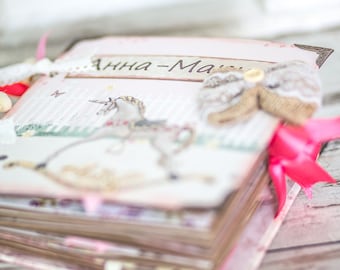 Newborn baby girl first year memory book , Baby shower gift, Custom made memory book, Baptism gift, Newborn girl gift, family photo album