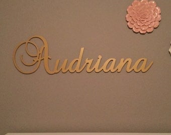 Wooden Name - Name Wall Hanging - Nursery Wall Hanging - Dorm Room Wall Hanging - Gold Name