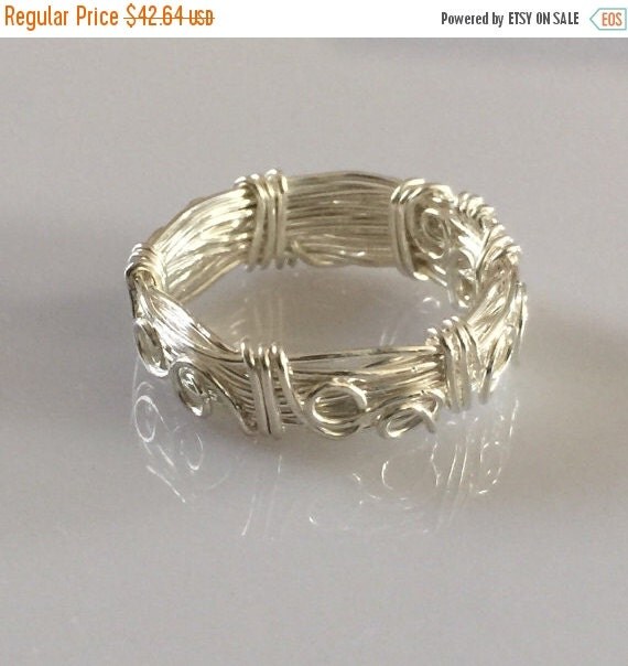 ON SALE / Wire Wrapped Jewelry Handmade Script Ring by AOAjewelry