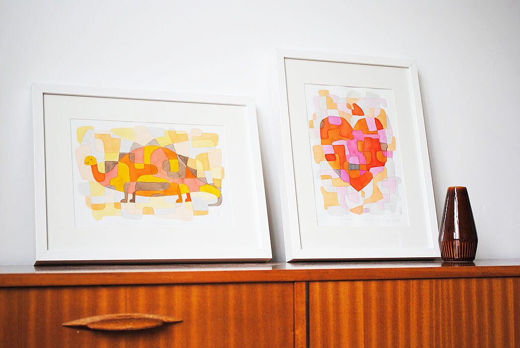 Modern Art Print Poster 'Heart' Anniversary Gift by HatomePrints