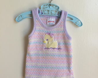 VTG Playstuff Baby Shirt Duck Tank Top Sz 24M Pastal