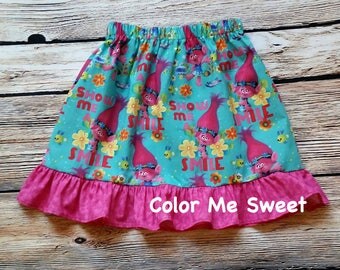 Trolls, Poppy dress, Poppy costume, poppy ruffle skirt, princess poppy, trolls party, trolls birthday party, Poppy dress up