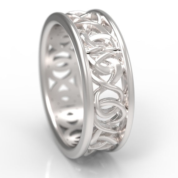 Celtic Knot Ring With Woven Dara Knotwork Design in Sterling