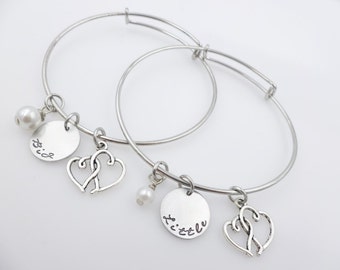 Sorority Big Little bracelets bracelets Rush Week Pledging gift hand stamped wrap bracelets sorority sisters big little matching set of 2
