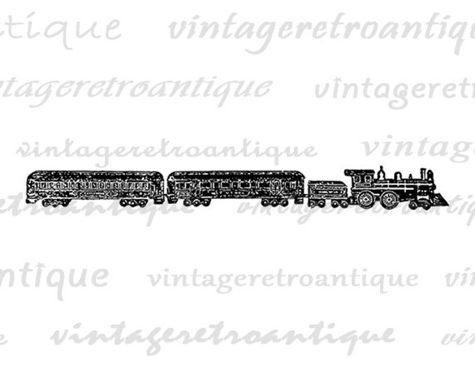 Digital Graphic Antique Train Locomotive Image Printable Download Vintage Clip Art Jpg Png Eps HQ 300dpi No.1733