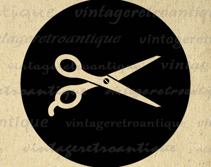 Digital Printable Barber's Shears Image Salon Hairdresser Scissors Graphic Download Antique Clip Art Jpg Png Eps HQ 300dpi No.4388