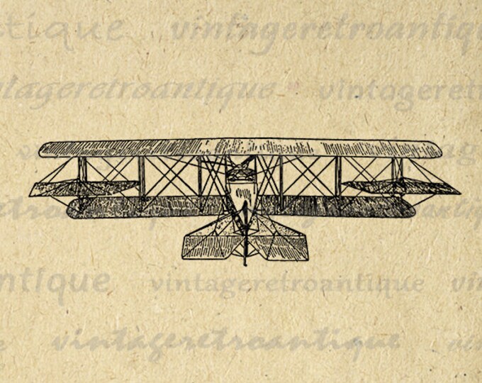 Printable Biplane Graphic Digital Antique Airplane Download Plane Image Vintage Clip Art Jpg Png Eps HQ 300dpi No.1056