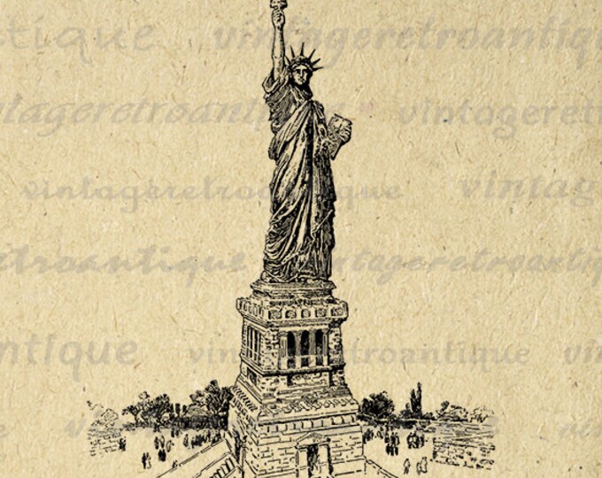 New York City Statue of Liberty Digital Graphic Image Printable Download Antique Clip Art Jpg Png Eps HQ 300dpi No.2767