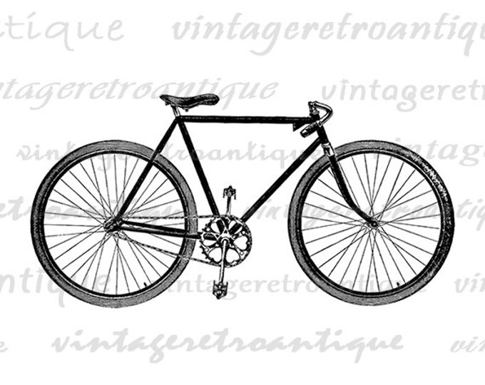 Digital Antique Bicycle Printable Image Illustration Download Bike Graphic Vintage Clip Art Jpg Png Eps HQ 300dpi No.1435