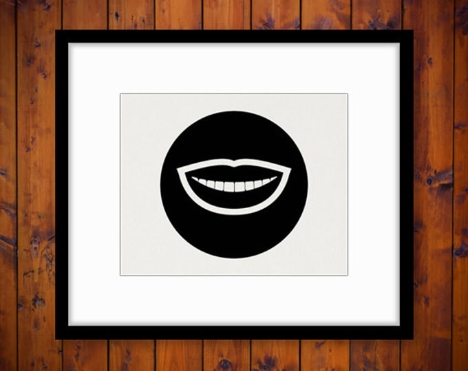 Printable Image Smiling Mouth Graphic Smile Icon Digital Download Antique Clip Art Jpg Png Eps HQ 300dpi No.4417