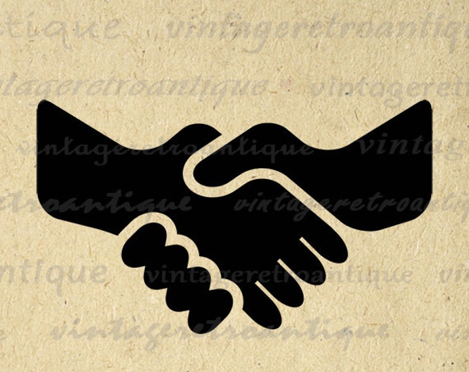 Printable Graphic Handshake Icon Image Download Digital Illustration Vintage Clip Art Jpg Png Eps HQ 300dpi No.3958