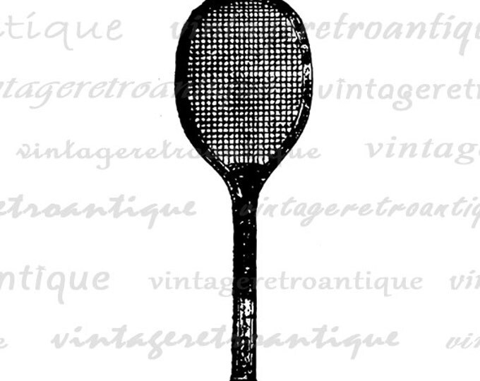 Digital Graphic Antique Tennis Racquet Download Tennis Racket Image Printable Vintage Clip Art Jpg Png Eps HQ 300dpi No.1268