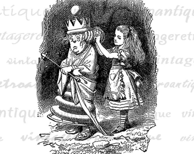 Digital Alice and the White Queen Graphic Download Alice in Wonderland Printable Image Vintage Clip Art Jpg Png Eps HQ 300dpi No.237