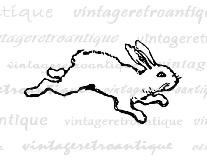 Digital Printable Rabbit Download Cute Bunny Graphic Rabbit Image Antique Clip Art for Transfers Making Prints etc HQ 300dpi No.4620