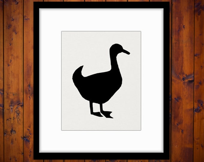 Duck Silhouette Graphic Image Printable Antique Bird Artwork Download Duck Digital for Transfers Pillows Tea Towels etc HQ 300dpi No.4693