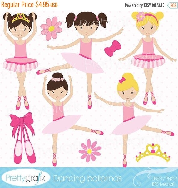 80% OFF SALE ballerina clipart commercial use, vector graphics, digital clip art, digital image, dancing - CL533 Il_570xn