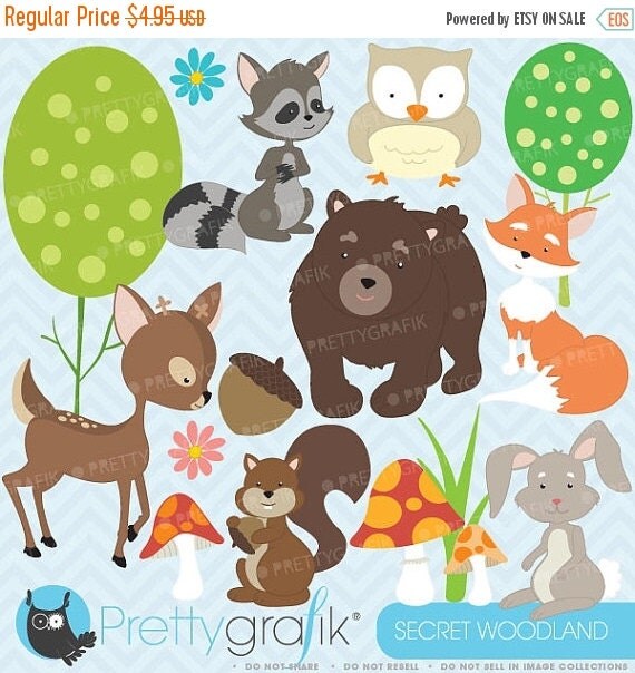 80% OFF SALE woodland animals clipart commercial use, vector graphics, digital clip art, digital images - CL576 Il_570xn