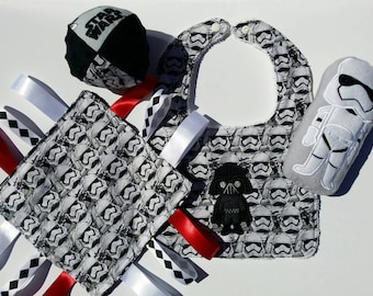 Star Wars Baby Gift Set: bib with Darth, stormtrooper stuffie, ball and taggie.