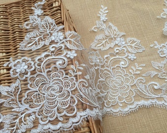 Ivory Corded Alencon Lace Trim for Bridal, Veils, Lyrical Dance, Costumes