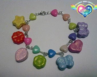 Rainbow Charm Bracelet // Kawaii bracelet // Kawaii jewelry // Fairy kei // Mahou kei // Sweet lolita // Decora // Pastel kei // Yume kawaii