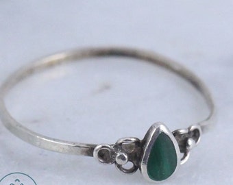 Antique Sterling malachite power ring From AMISH WITCH
