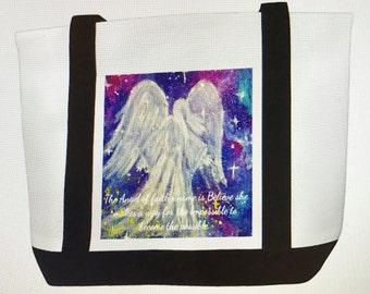 Canvas Tote Bag with The Angel of Faith Original Artwork