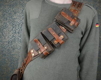 Steampunk Adventurer Leather Bandolier Chest Belt