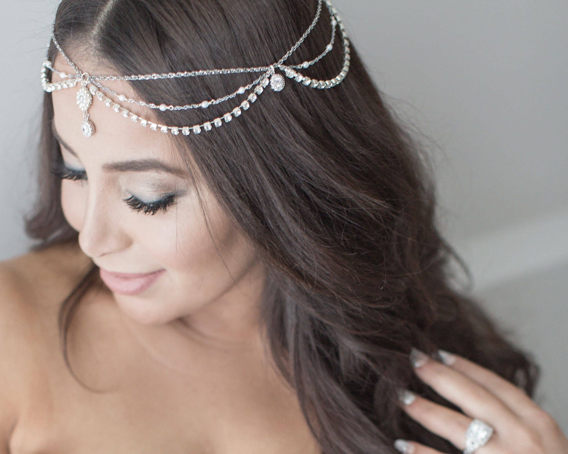 Bridal Head Chain Bridal Headpiece Boho Bridal Headchain 4859