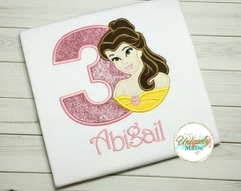 Birthday Girl Shirt - Birthday Shirt - Birthday T Shirt - Beauty and the Beast Shirt - Belle Birthday Number Shirt - Numbers 1-9